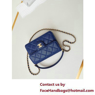 Chanel Grained Calfskin  &  Gold-Tone Metal Small Flap Bag with Top Handle Blue 2025